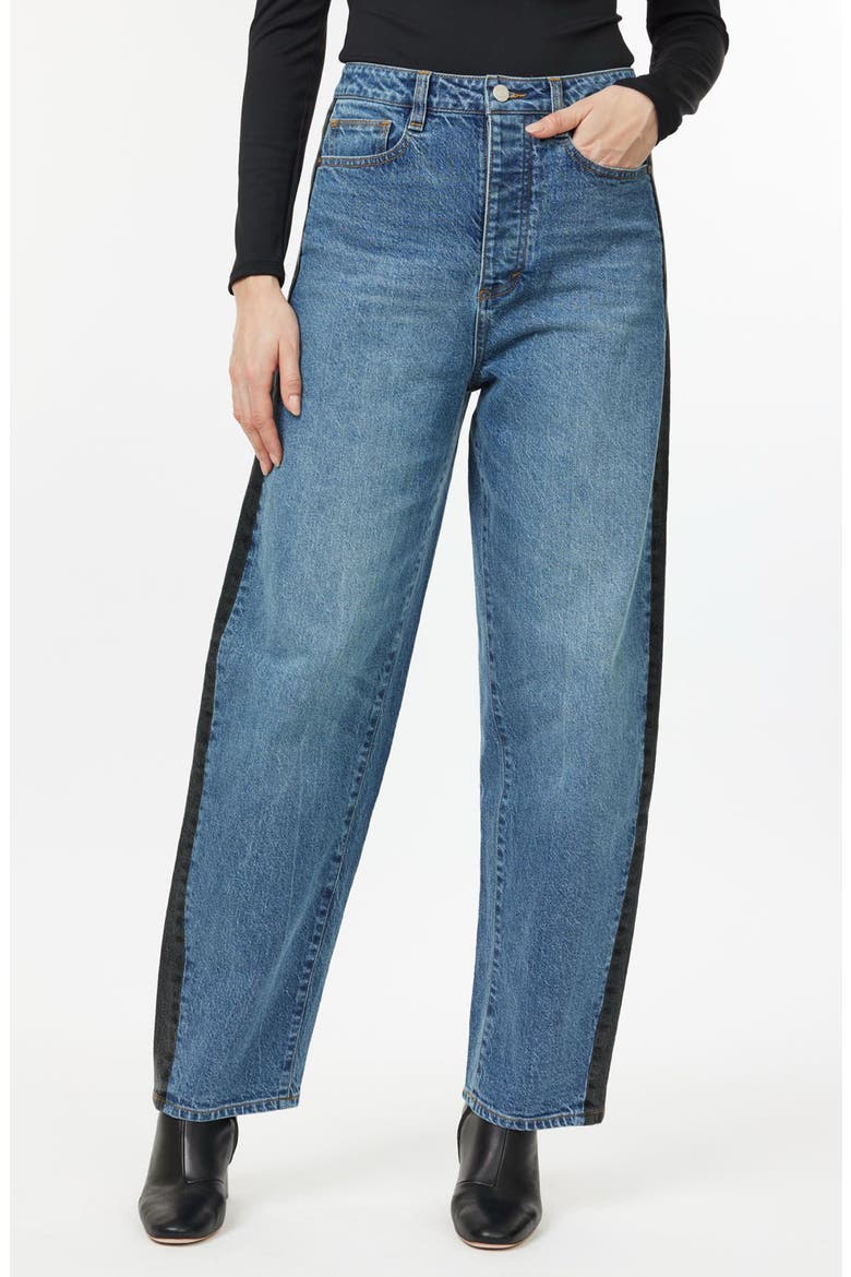 Two Tone Barrel Ankle Jeans, Main, color, OCEAN