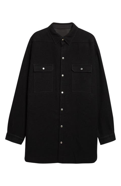Oversize Tower Wool Melton Snap-Up Overshirt