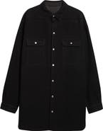 Rick Owens Oversize Tower Wool Melton Snap-Up Overshirt