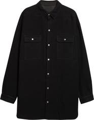 Rick Owens Oversize Tower Wool Melton Snap-Up Overshirt