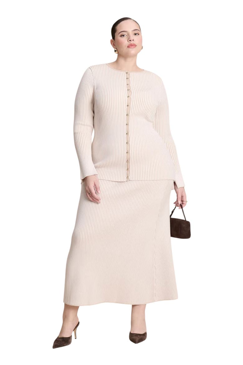 Ribbed Sweater Trumpet Maxi Skirt, Alternate, color, DEW