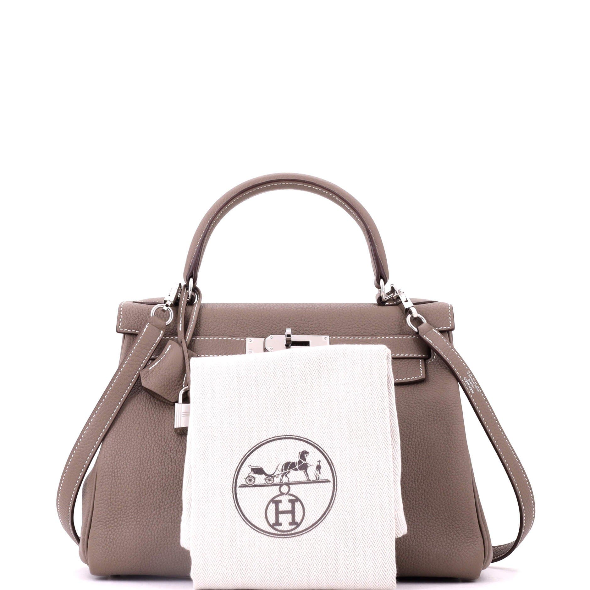 Pre-Owned Hermes Kelly Handbag Grey Togo with Palladium Hardware 28, Alternate, color, Etoupe