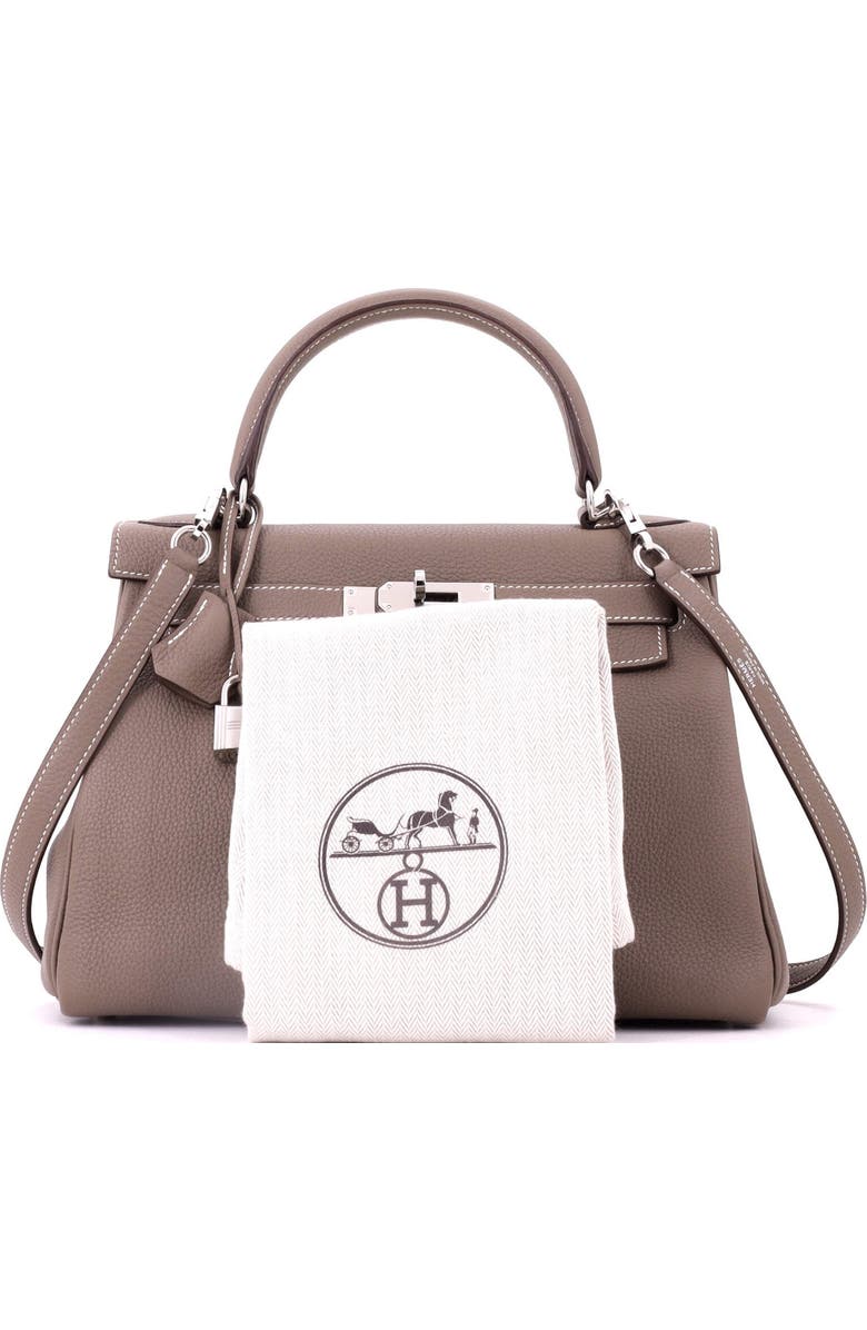 Pre-Owned Hermes Kelly Handbag Grey Togo with Palladium Hardware 28, Alternate, color, Etoupe