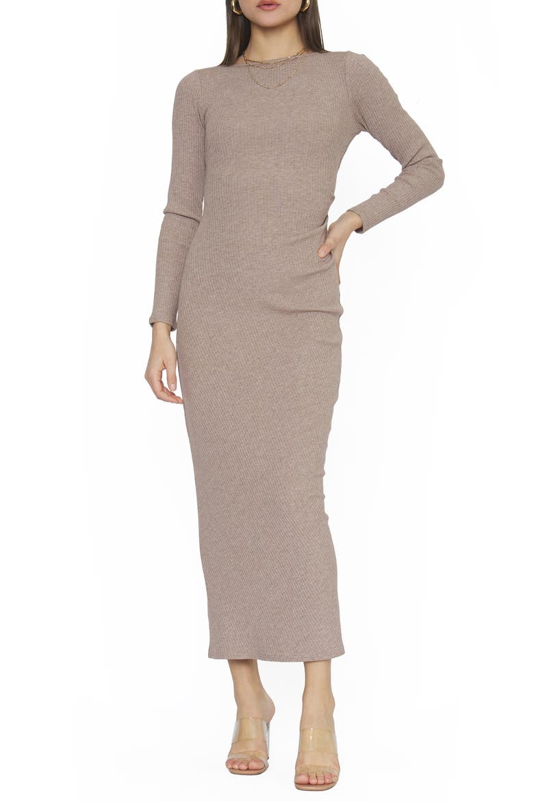 Adelaine Long Sleeve Rib Dress, Main, color, OATMEAL