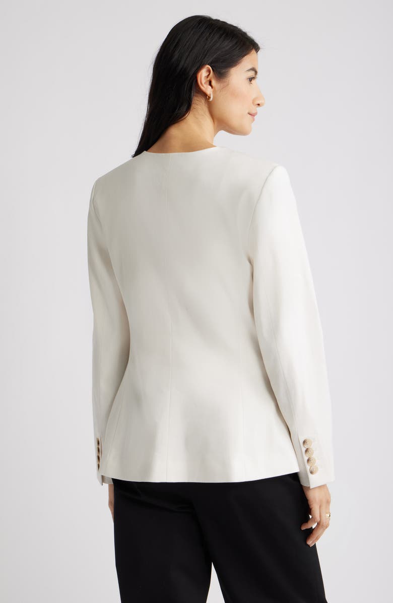 Nordstrom Collarless Linen Blend Blazer, Alternate, color, Ivory Tofu