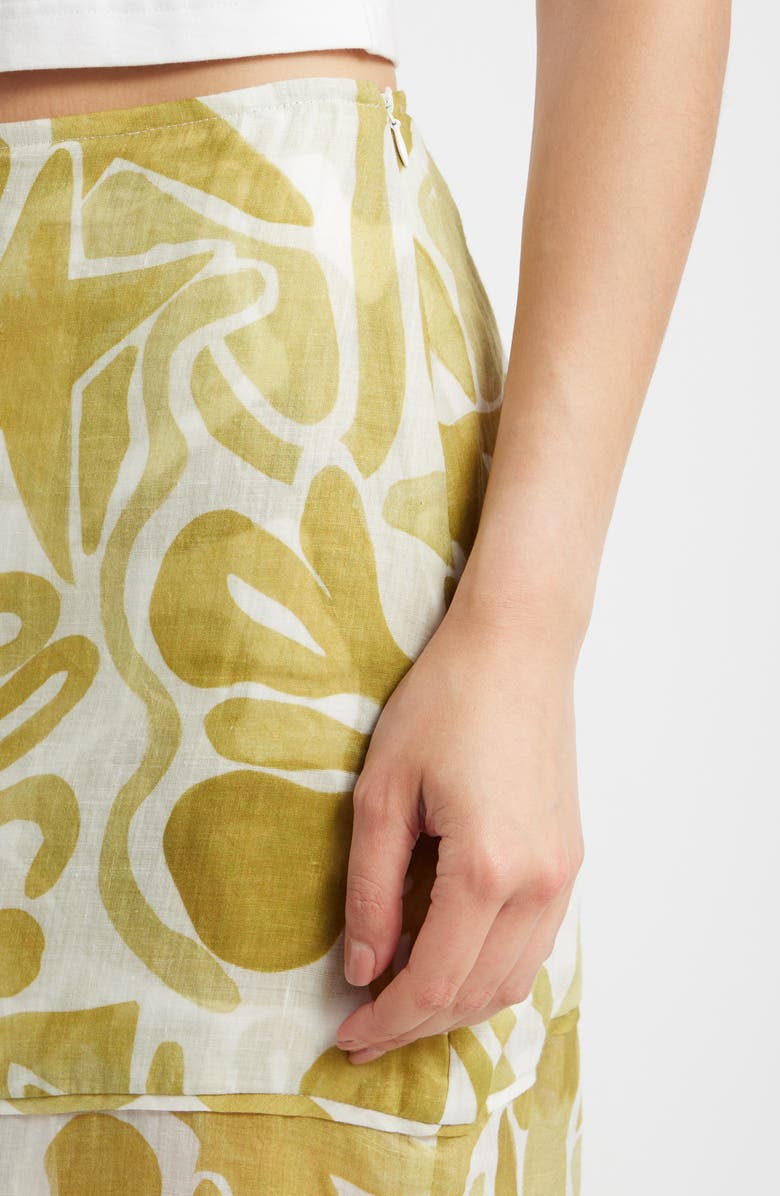 A.REN Irisa Print Linen Maxi Skirt, Alternate, color, Light Olive