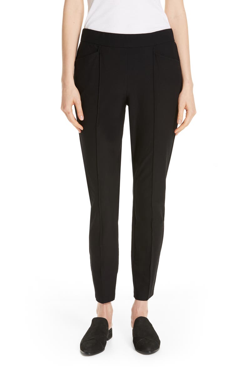 Slim Knit Ankle Pants, Main, color, BLACK