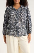 Adrianna Papell Ruffle Neck Woven Button-Up Shirt