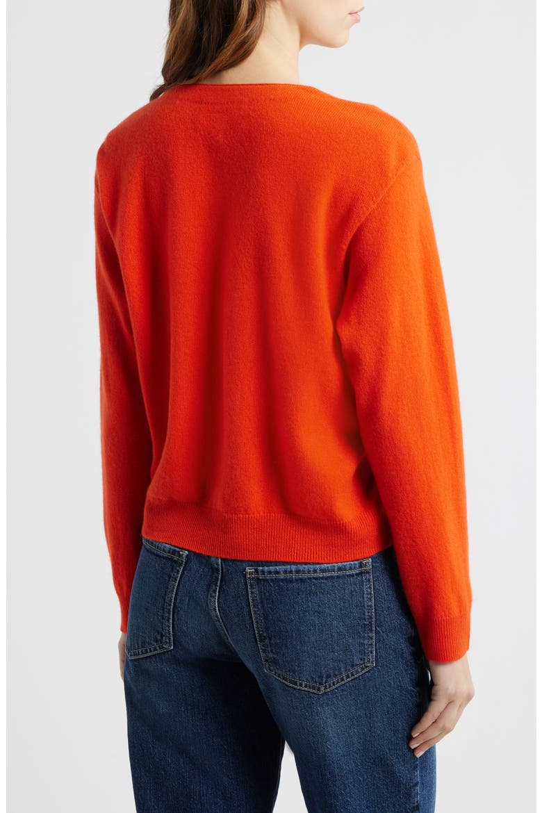 The Tiny V-Neck Cashmere Cardigan, Alternate, color, HOT ORANGE
