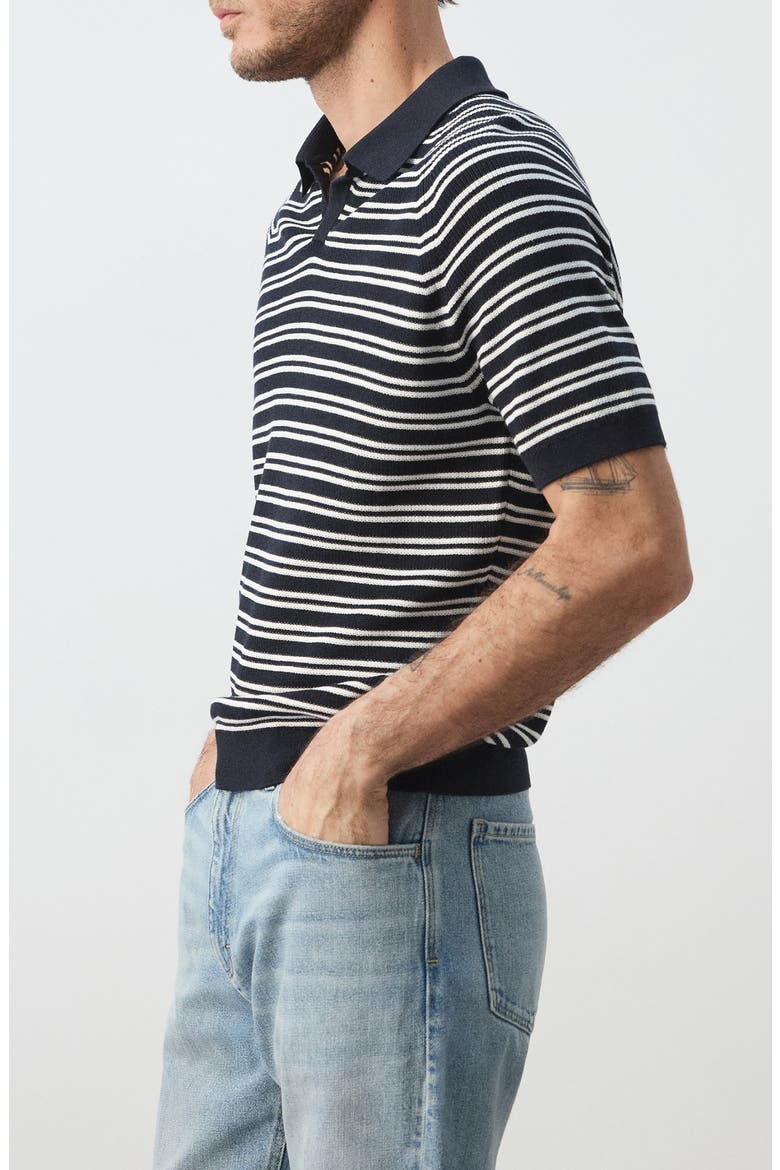 Stripe Knit Polo, Alternate, color, NAVY