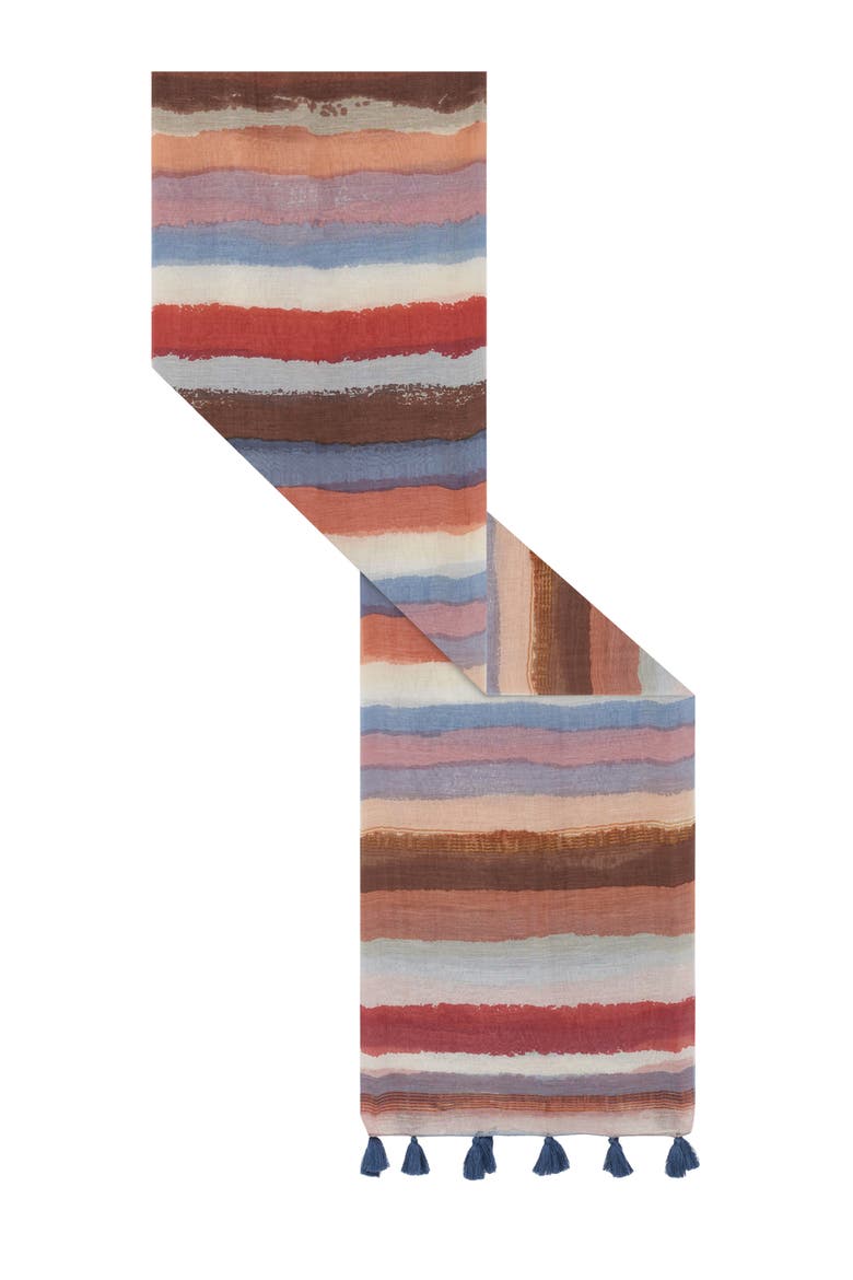 Striped Lightweight Scarf, Alternate, color, Coral