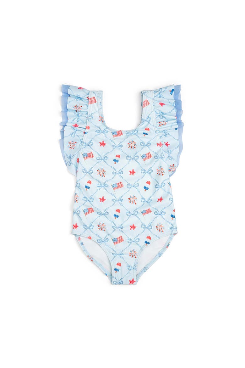 Patriotic Trellis Bathing Suit, Main, color, Blue