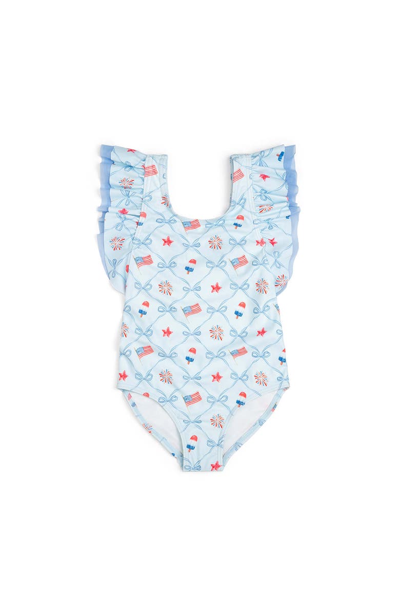Sweet Wink Patriotic Trellis Bathing Suit, Main, color, Blue