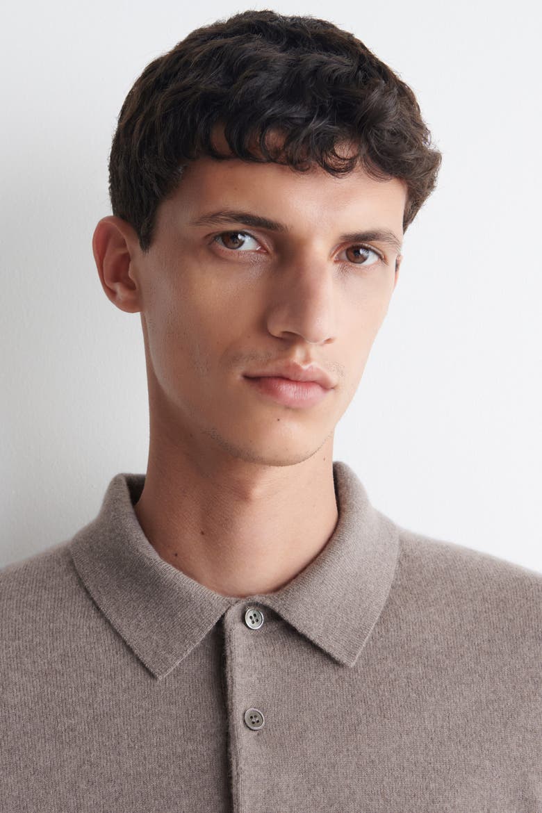 Cashmere Polo Sweater, Alternate, color, WASHED LILAC