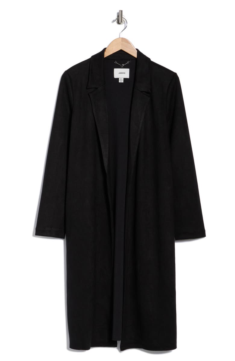 JASON WU Open Front Faux Suede Coat, Alternate, color, Black