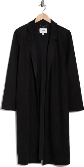 Open Front Faux Suede Coat