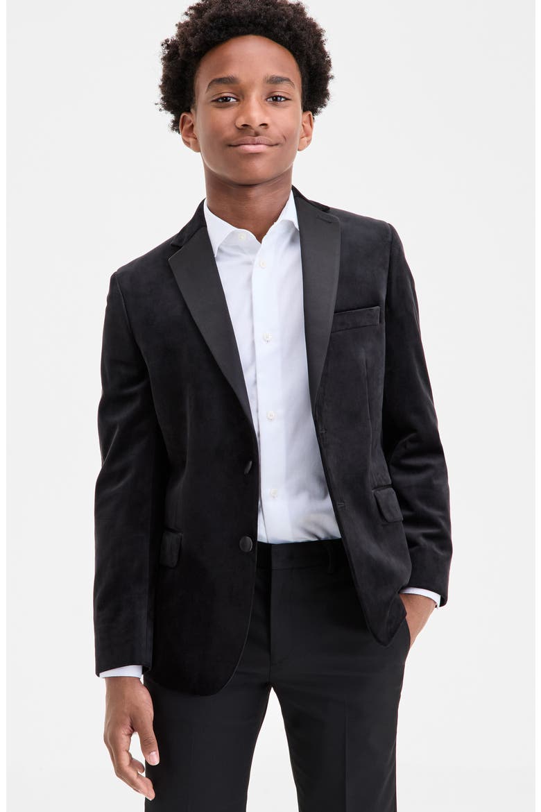 Kids' Velvet Knit Blazer, Main, color, BLACK