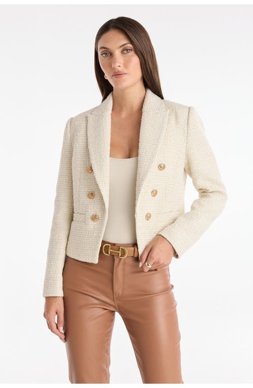 The Noli Shop Gabrielle Tweed Double Breasted Blazer In Neutral