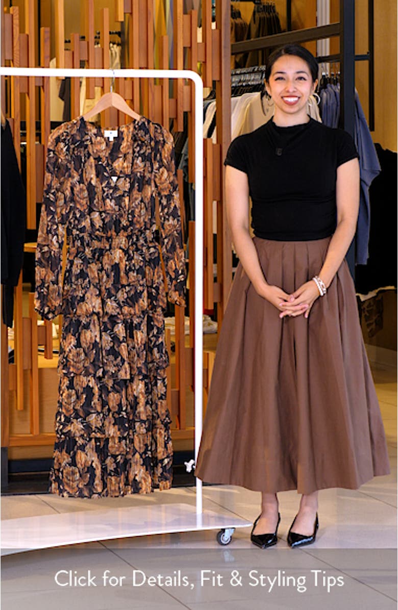 Floral Long Sleeve Tiered Midi Dress, sales video thumbnail