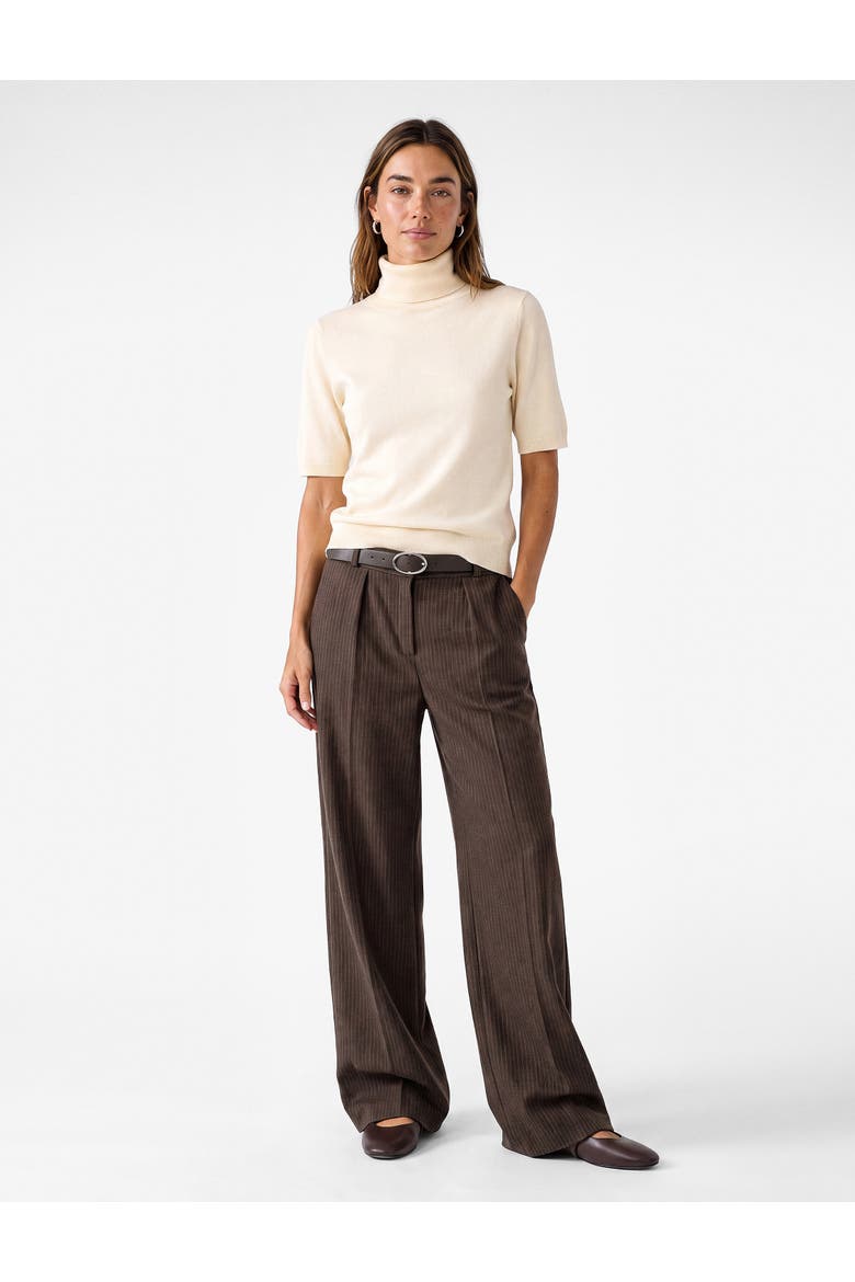 Viscose Blend Short Sleeve Turtleneck Knit Sweater, Alternate, color, CREAM