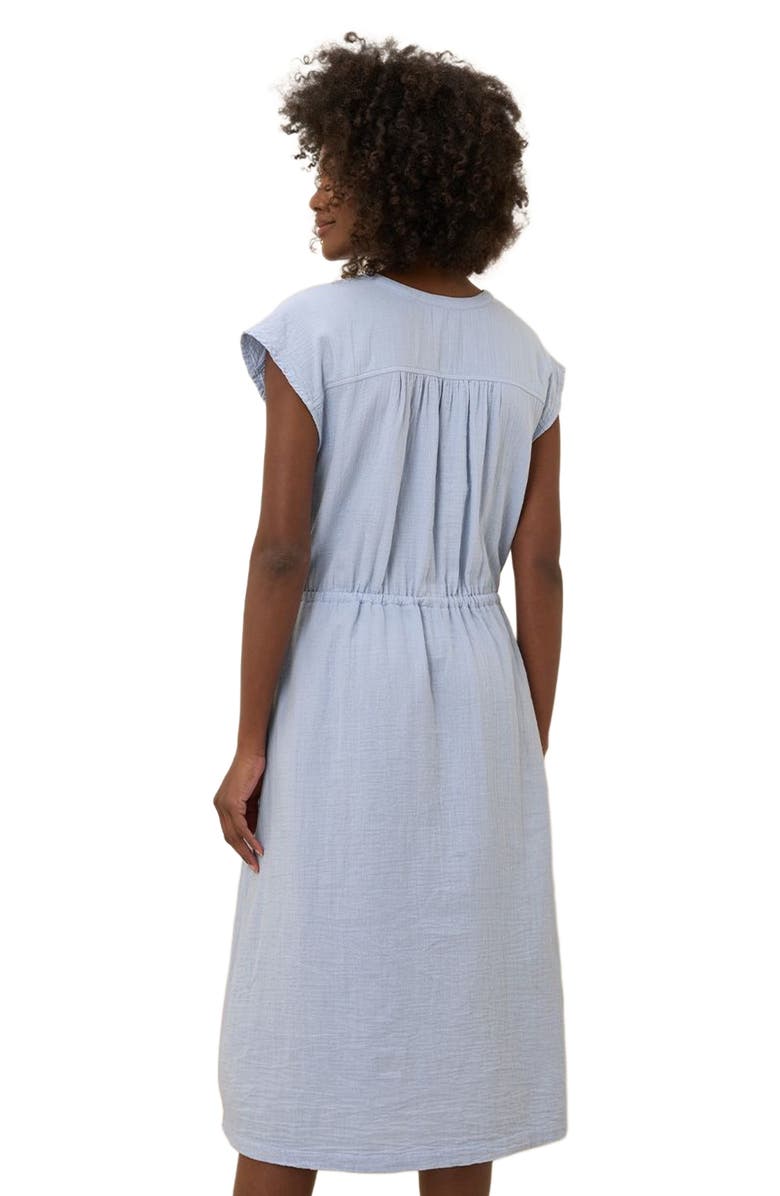 Pact Organic Cotton Coastal Double Gauze Tie Waist Midi Dress, Alternate, color, Cornflower Blue