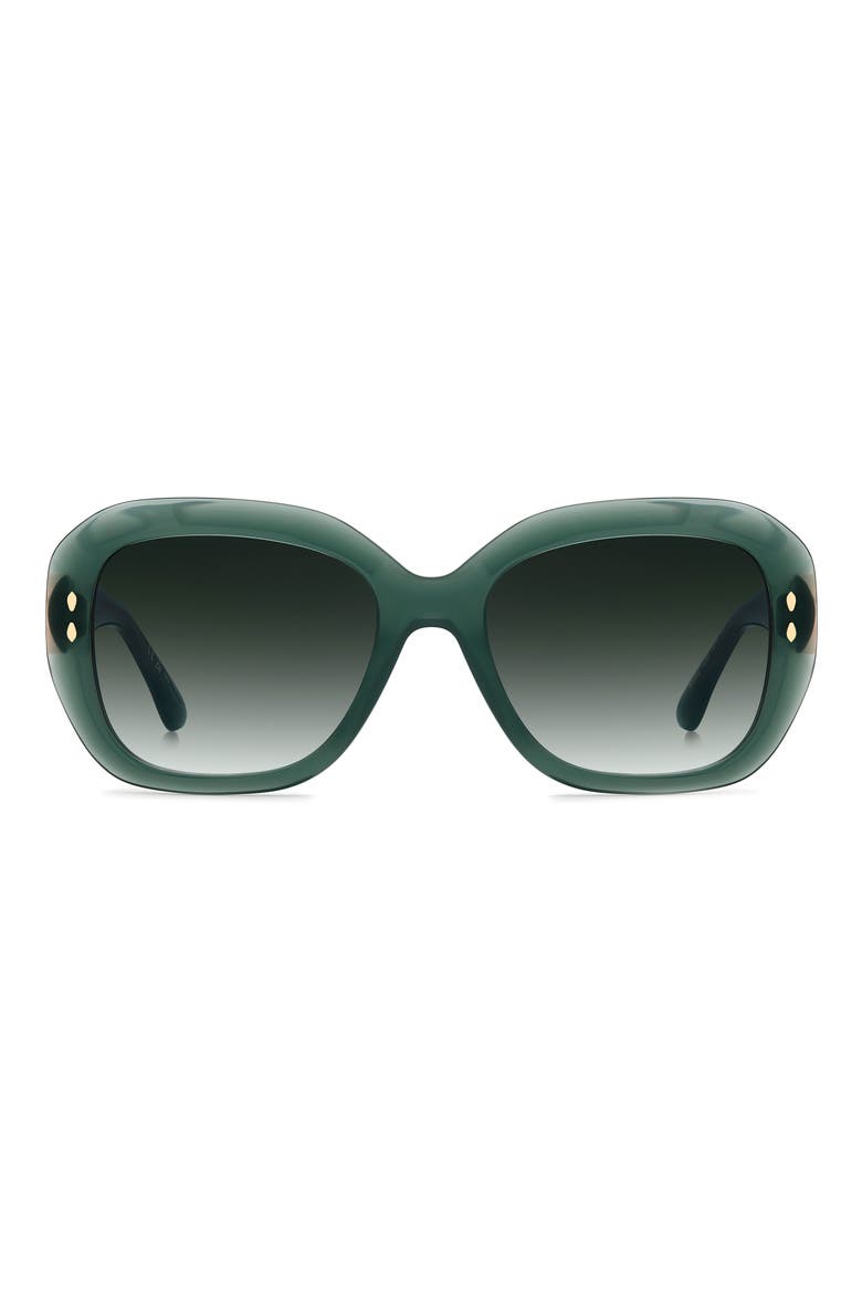 55mm Rectangular Sunglasses, Main, color, GREEN/ GREEN SHADED
