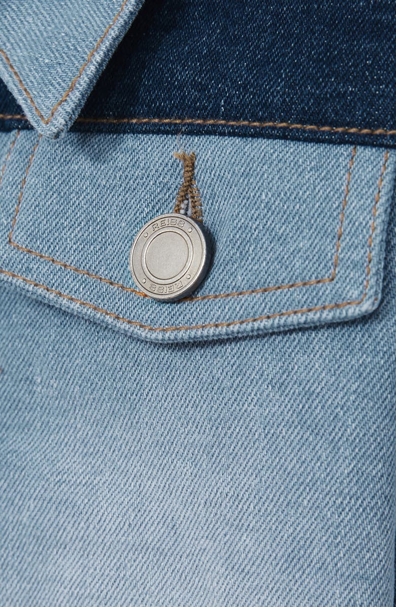 Reiss Kids' Briar Colorblock Denim Jacket, Alternate, color, Blue