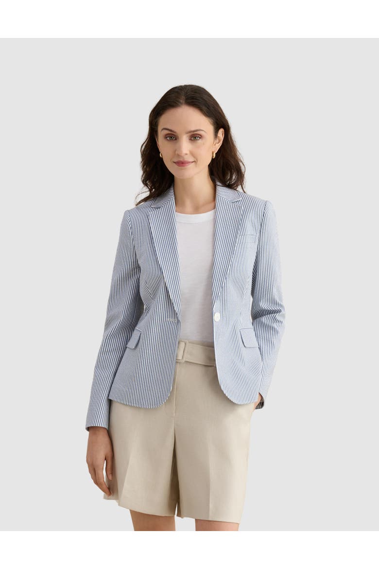 Blake Structured Single-Button Blazer, Main, color, Blue White