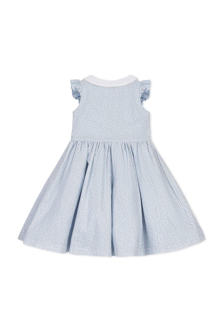 Kids' Ruffle Sleeve Linen Dress with Peter Pan Collar, Alternate, color, Blue Chateau Ditsy