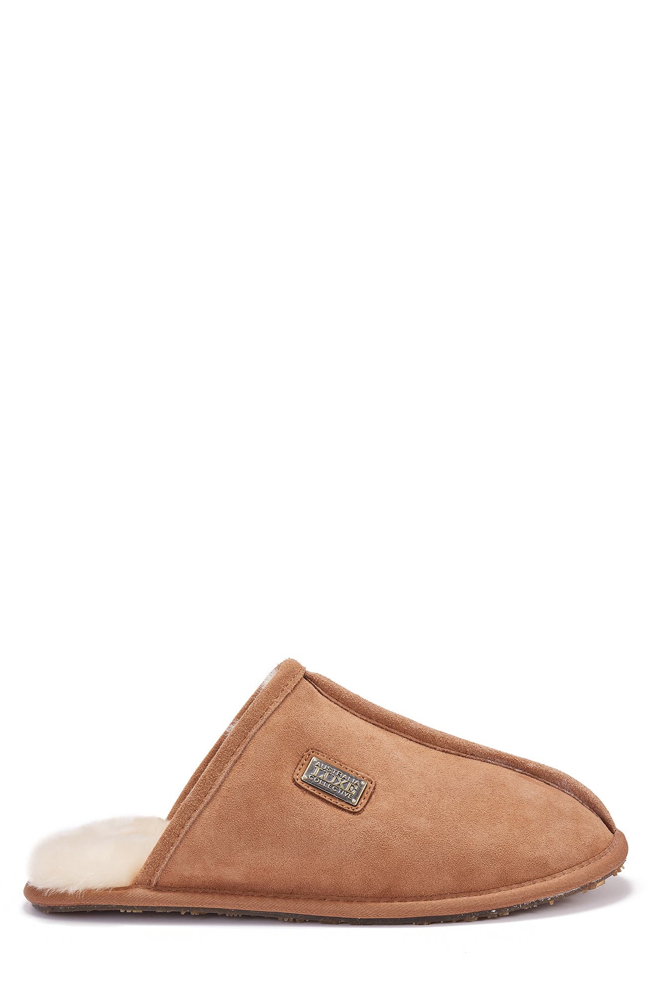 Australia Luxe Collective Suede Closed Genuine Shearling Lined Mule, Alternate, color, Chestnut