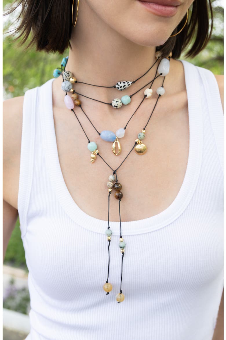 Gemma Beaded Multistrand Lariat Necklace, Alternate, color, BLUE MULTI