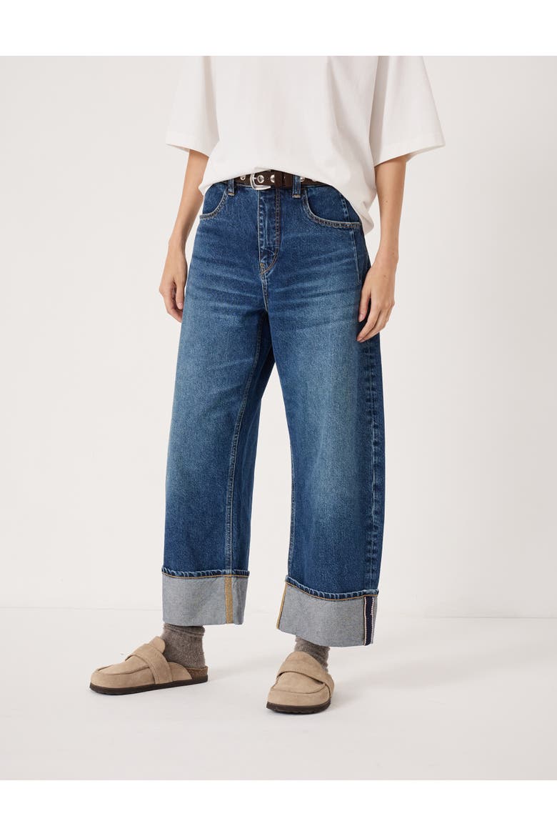 Faith Turn Up Barrel Leg Jeans, Main, color, AUTHENTIC BLUE WASH