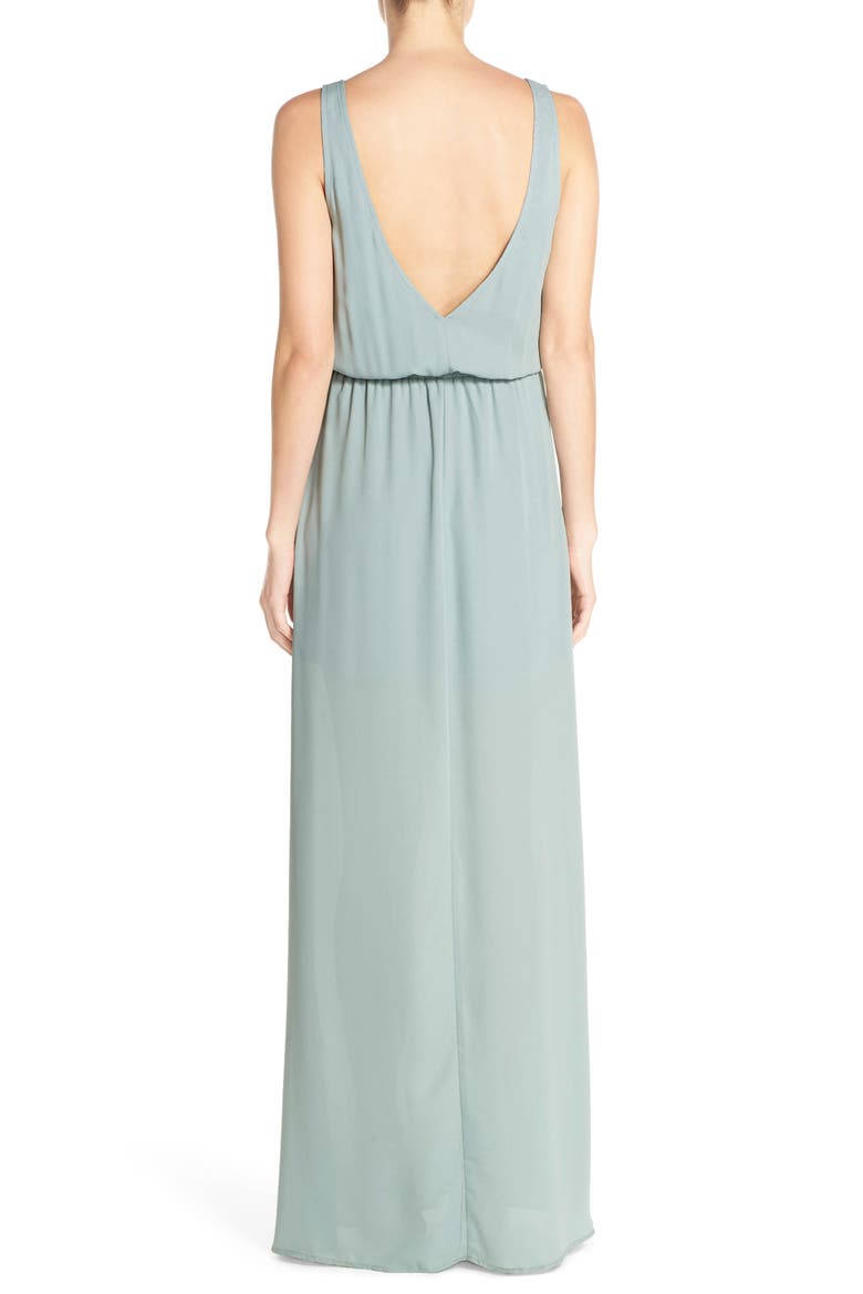 Kendall Blouson A-Line Gown, Alternate, color, SILVER SAGE CRISP