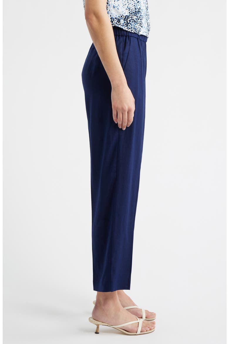High Waist Pull-On Straight Leg Linen Blend Pants, Alternate, color, DISTANT MOUNTAIN