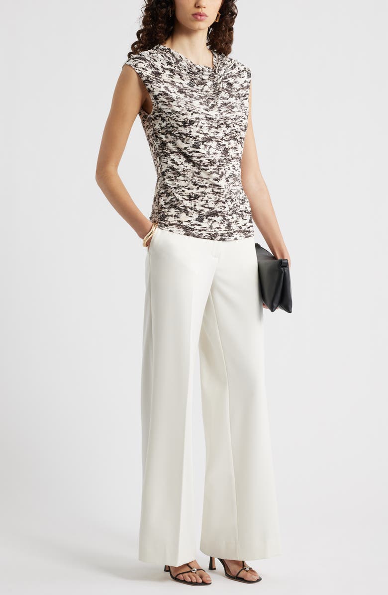 Nordstrom Twist Front Cap Sleeve Top, Alternate, color, Ivory- Brown Textural