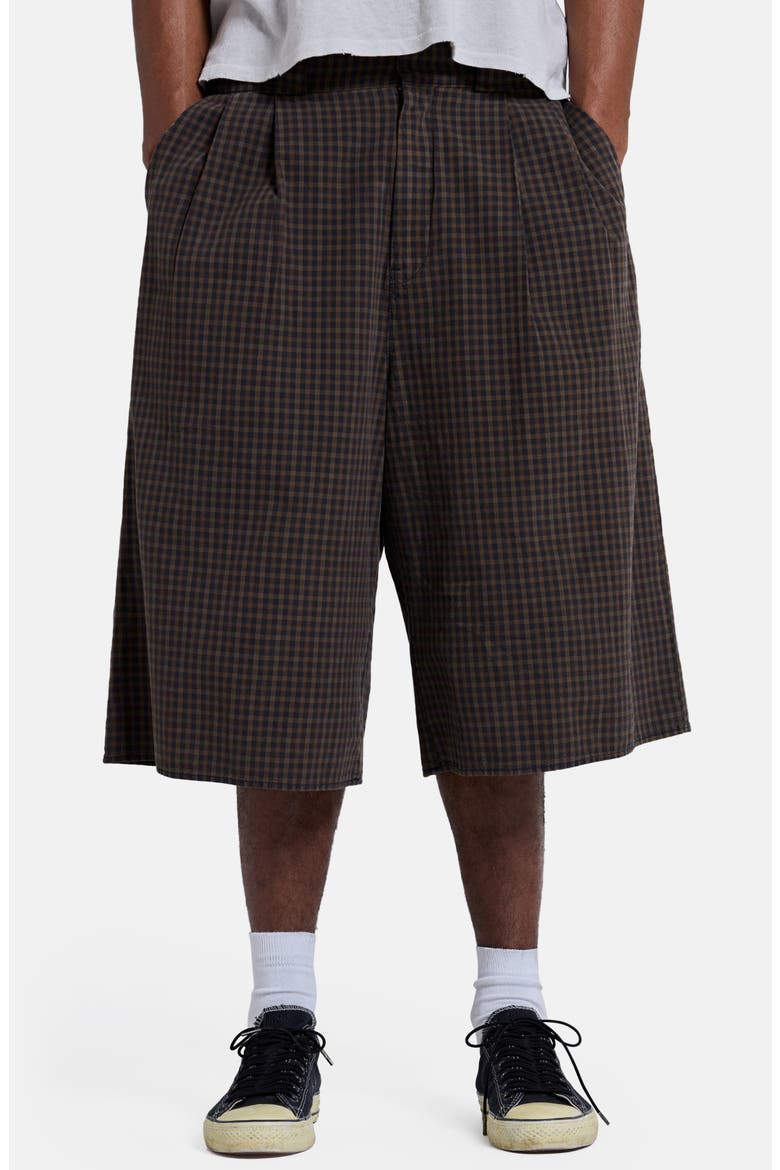 Goliath Pleated XL Check Shorts, Main, color, BLUE