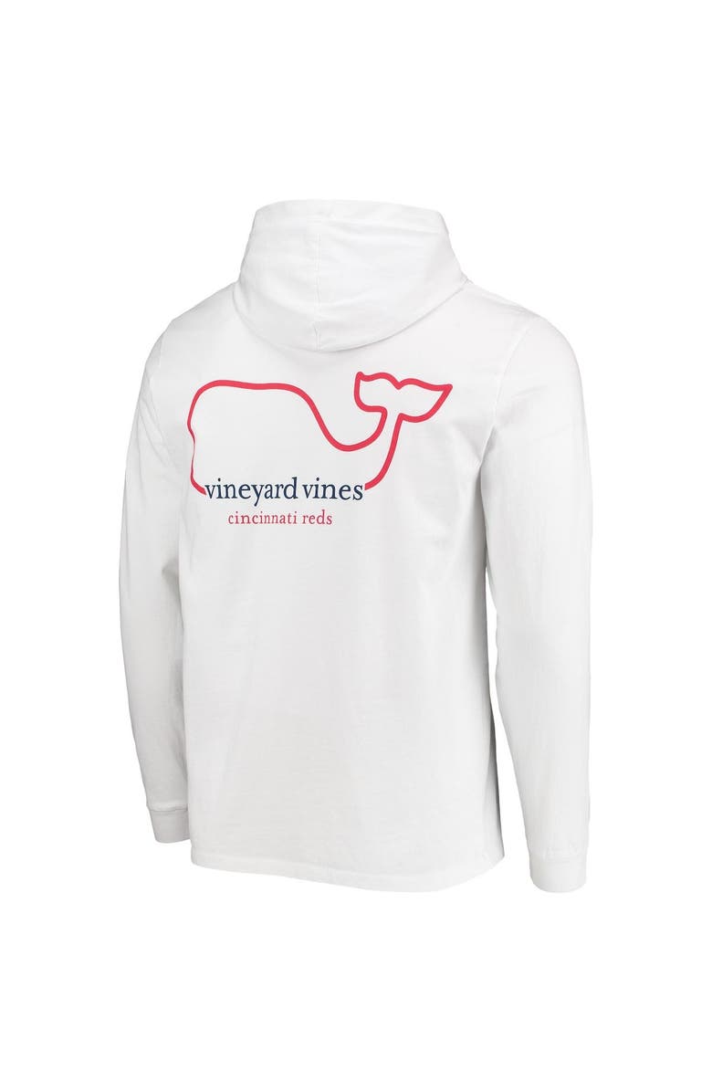 vineyard vines Men's Vineyard Vines White Cincinnati Reds Logo Hoodie Long Sleeve T-Shirt, Alternate, color, 
