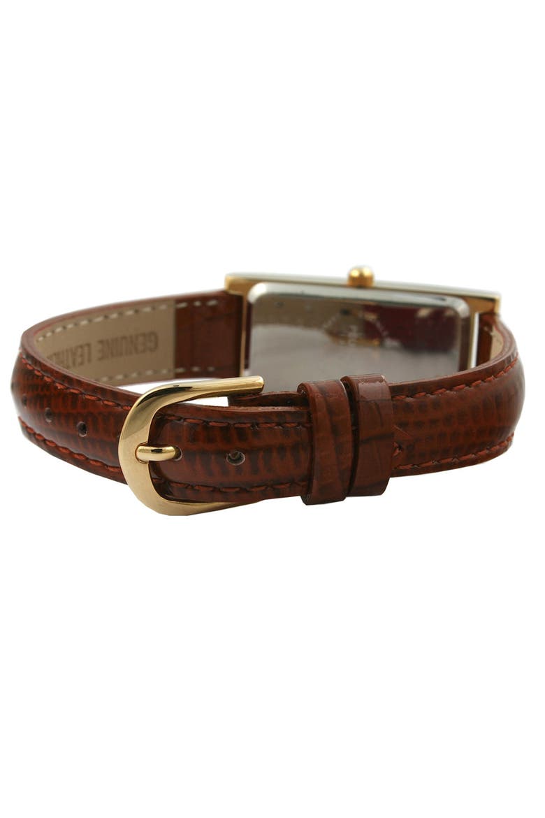 Everyday Rectangular Glossy Leather Watch- 35x18MM, Alternate, color, Brown