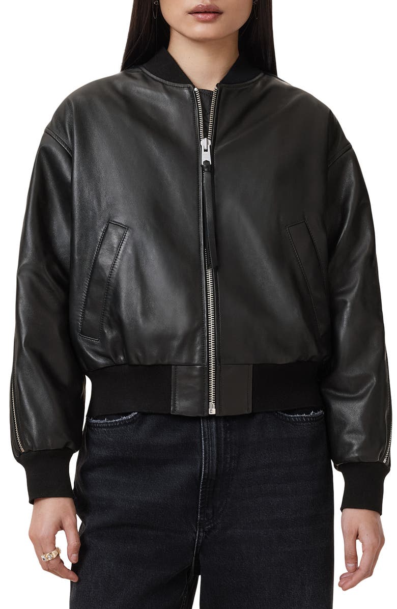 AllSaints Zenith Leather Bomber Jacket, Main, color, 