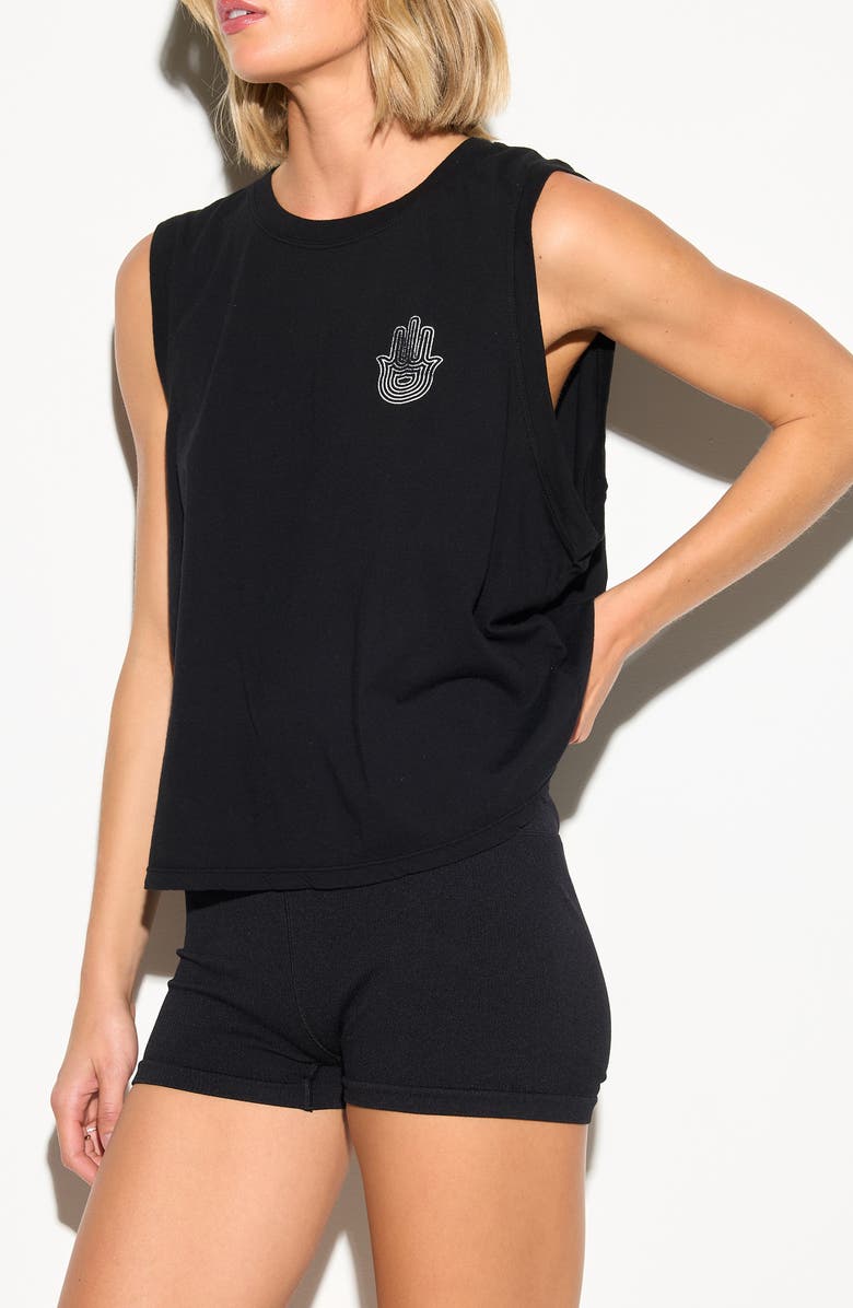 Spiritual Gangster Salute Jagger Cotton Tank, Alternate, color, Black