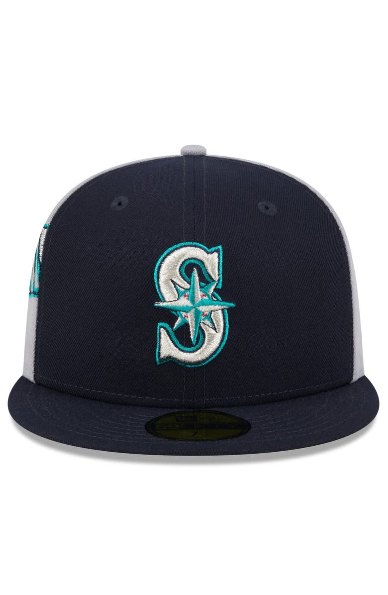 New Era Men's New Era Navy/Gray Seattle Mariners Gameday Sideswipe 59FIFTY Fitted Hat, Alternate, color, 