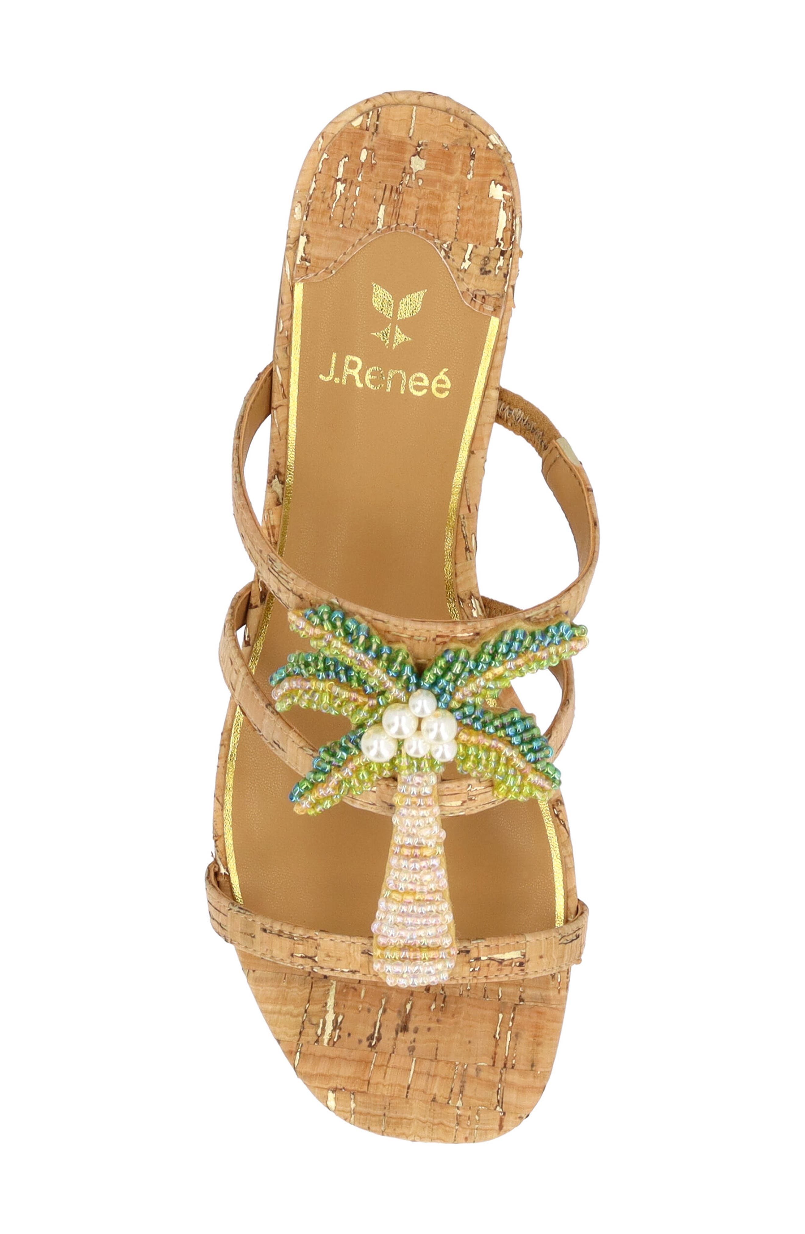 J. Reneé Palmetto Block Heel Sandal, Alternate, color, Natural/ Gold