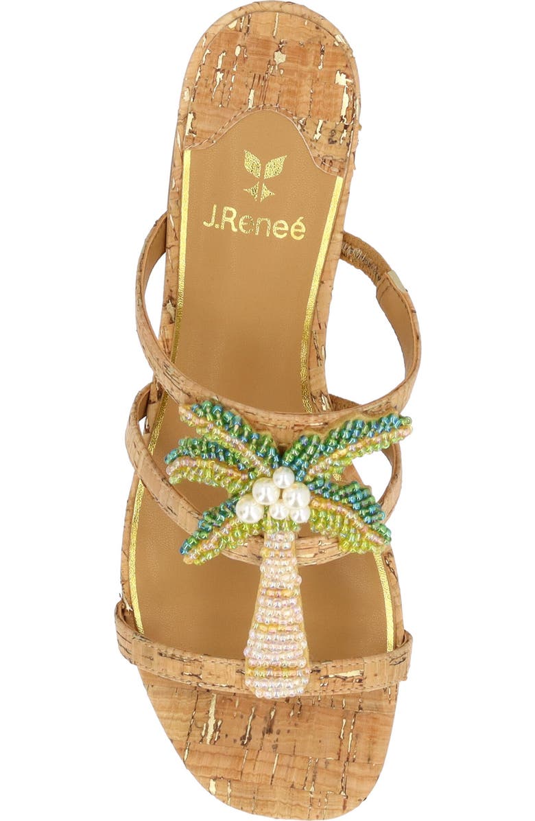 J. Reneé Palmetto Block Heel Sandal, Alternate, color, Natural/ Gold