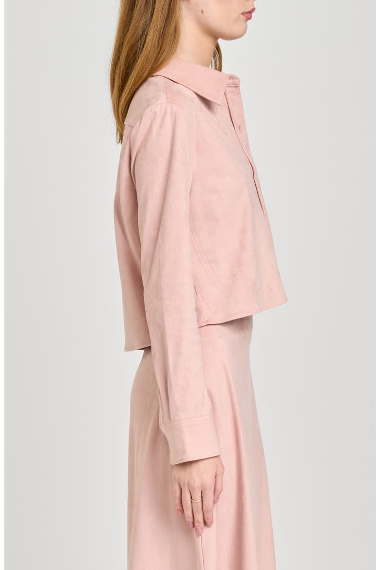 Chandler Long Sleeve Crop Button-Up Shirt, Alternate, color, PINK