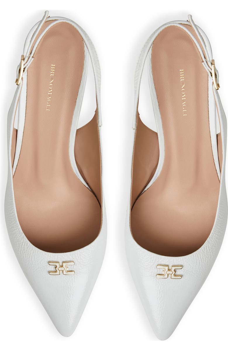 Bruno Magli Fiona Slingback Pointed Toe Pump, Alternate, color, White Crinkled Paten