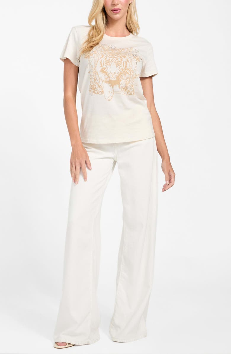 GUESS Embellished Tiger Organic Cotton Graphic T-Shirt, Alternate, color, White