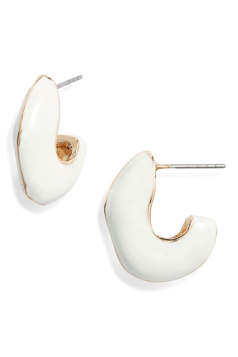 Chubby Enamel Hoop Earrings, Main, color, IVORY- GOLD