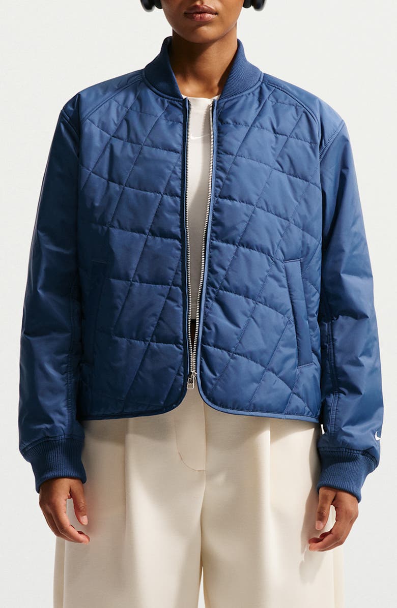 Nike Relaxed Water Repellent Quilted Jacket, Main, color, Mystic Navy/Sail