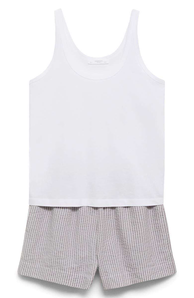 MANGO Two-Piece Stripe Short Pajamas, Main, color, Charcoal
