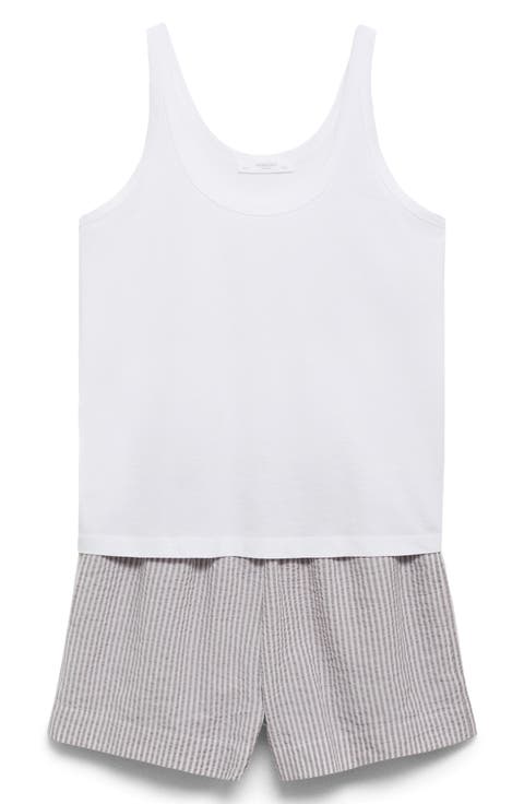 Two-Piece Stripe Short Pajamas